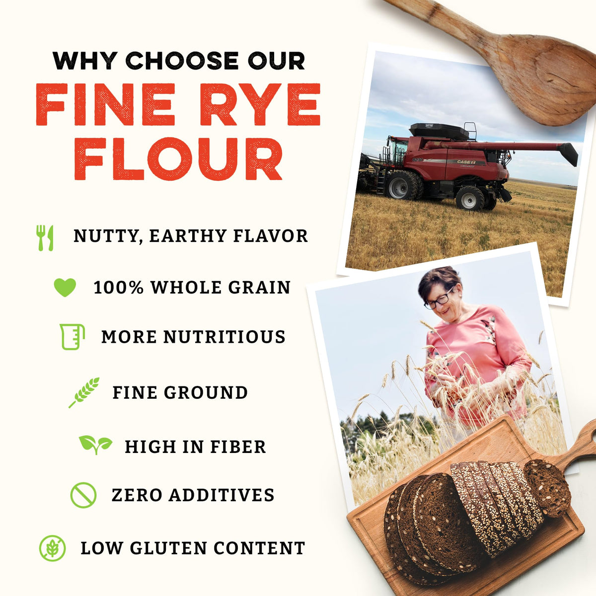 Sunrise Flour Mill Organic Fine Rye Flour | 2 LB | Rye Flour Organic | Whole Grain Bread Flour for Sourdough | No Artificial Ingredients |