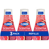 Clorox Scentiva Disinfecting Mist, Grapefruit and Orange Blossom, Refill, 16 Fl Oz Each, Pack of 3