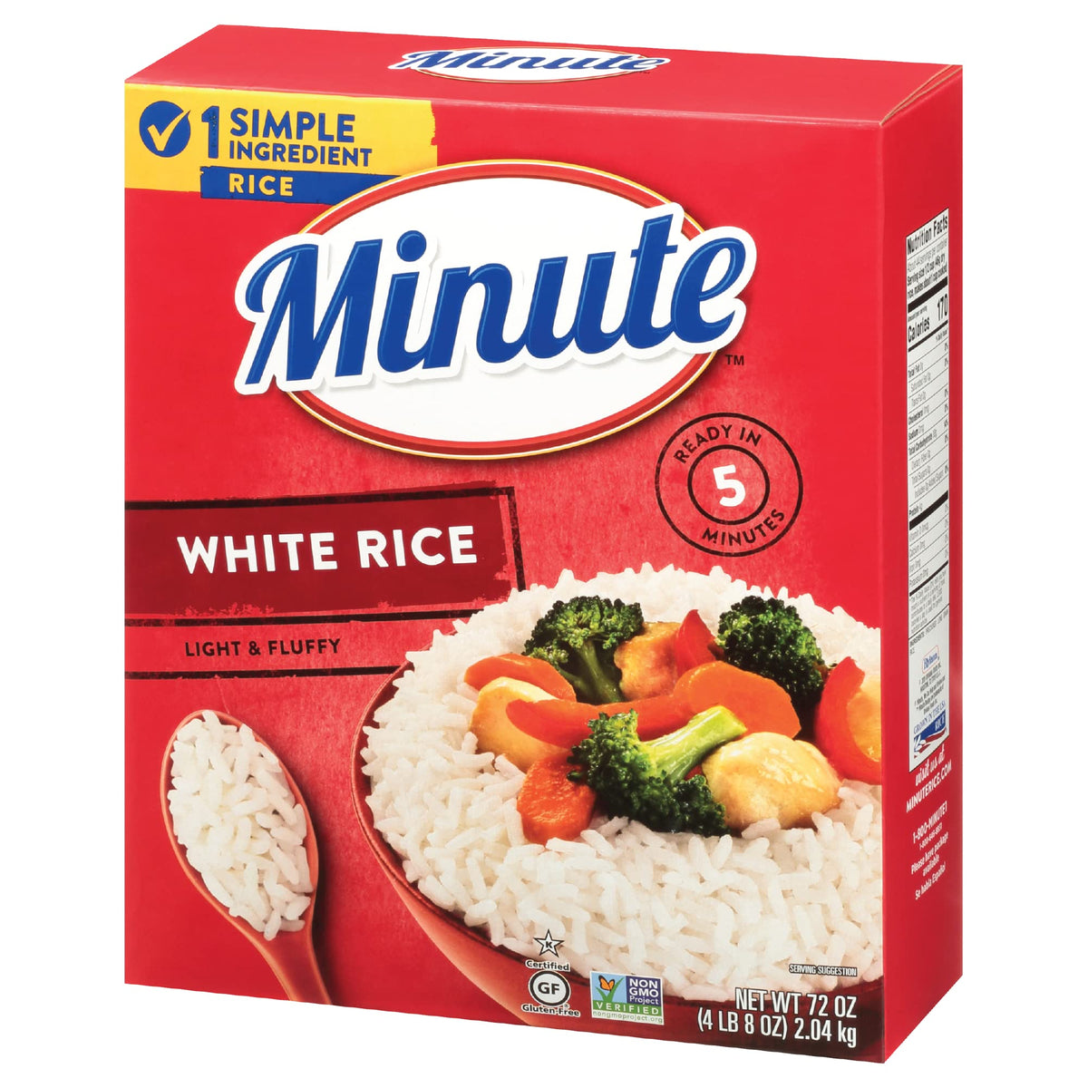 Minute Instant White Rice, 72-Ounce Box, Light and Fluffy, for Quick Dinner Meals
