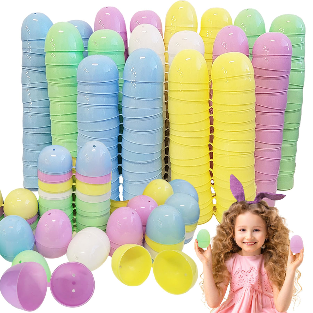 Fillable Easter Eggs 2000-Pack, Pastel Colorful Bright Plastic Easter Eggs with Hinge, Perfect For Easter Egg Hunt, Surprise Egg, Easter Hunt