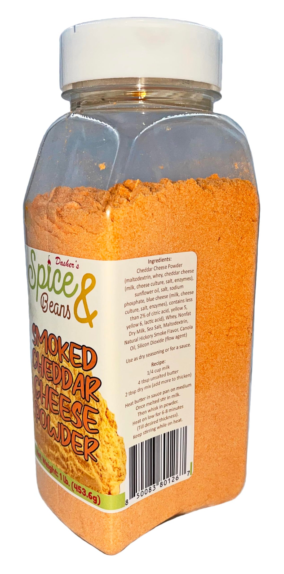 Smoked Cheddar Cheese Powder | Smoky Cheese Seasoning & Sauce Mix for Popcorn, Fries, Pasta, Pretzels & Snacks | Shaker & Easy Pour Tops Included | 1