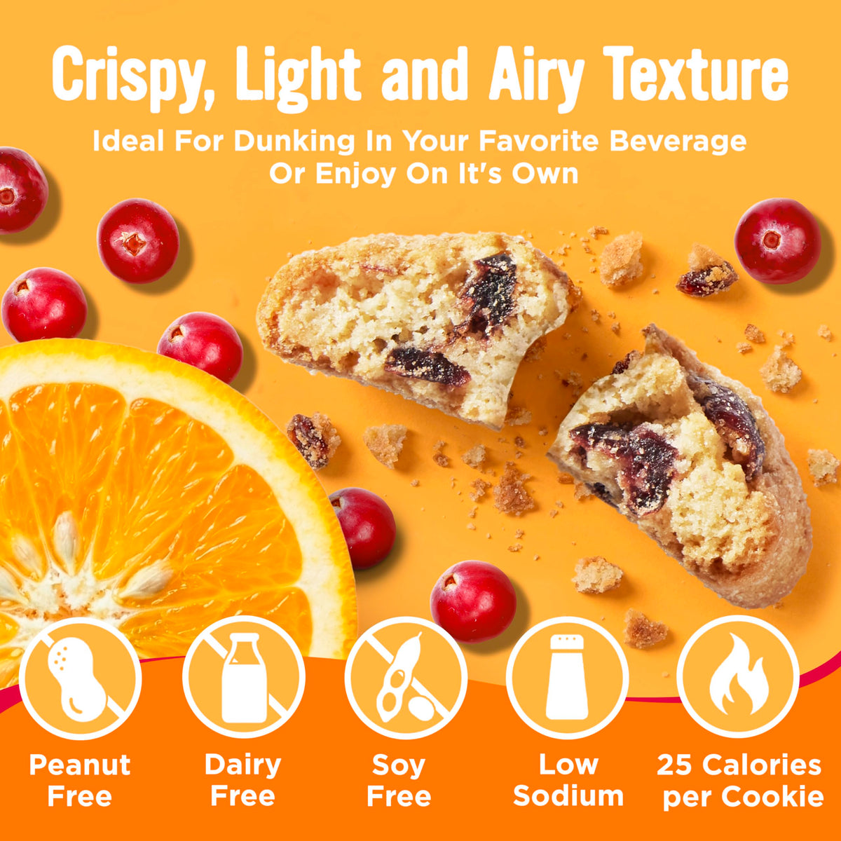 Cooper Street Twice-Baked Orange Cranberry Biscotti Cookies (16 oz) - Over 50 Biscotti per Bag Loaded with Real Fruit, Traditional Italian Snacks