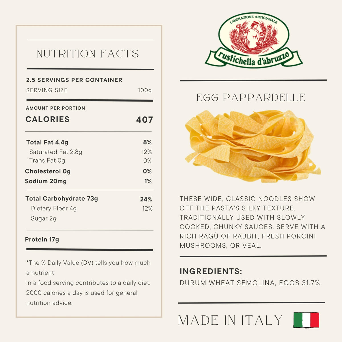 Rustichella Pappardelle With Egg, 8.8-Ounce Units (Pack of 4)