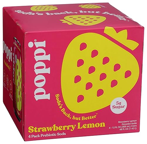 Poppi Strawberry Lemon Prebiotic Soda 4 pack