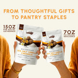 Snackathon Milk Chocolate Sea Salt Vanilla Caramels, 15 oz, Vanilla Infused Chocolate Covered Caramels Made in Small Batch, Sweet & Salty Snacks in