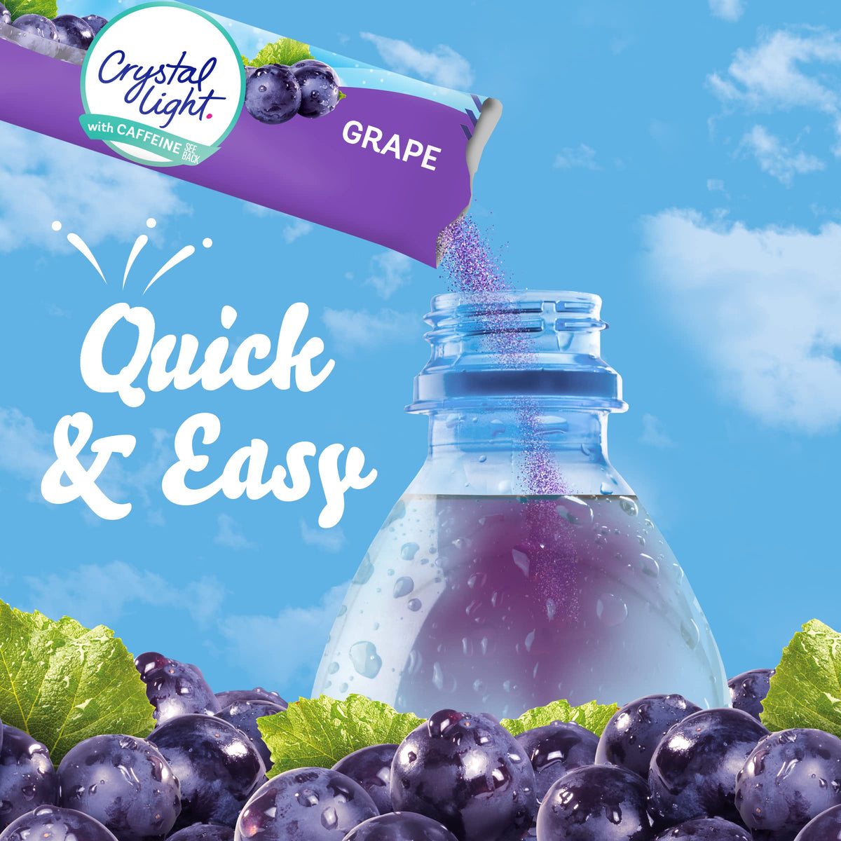 Crystal Light Grape Naturally Flavored with other natural flavor Powdered Drink Mix with Caffeine, 30 ct On-the-Go Packets