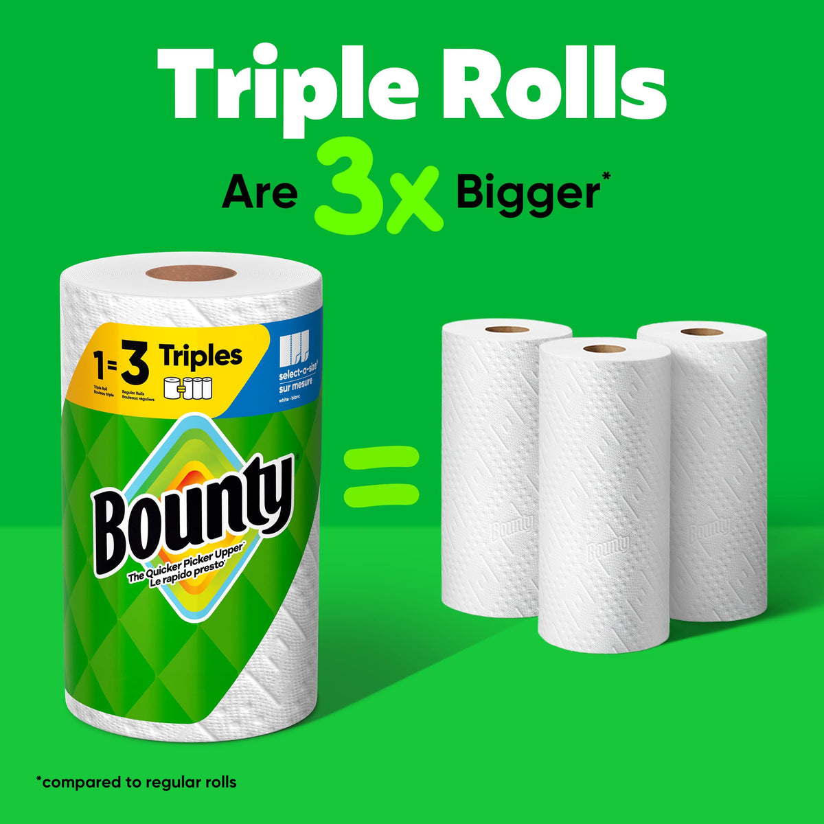 Bounty Full Sheet Paper Towels, White, 2 Triple Rolls = 6 Regular Rolls (Packaging May Vary)