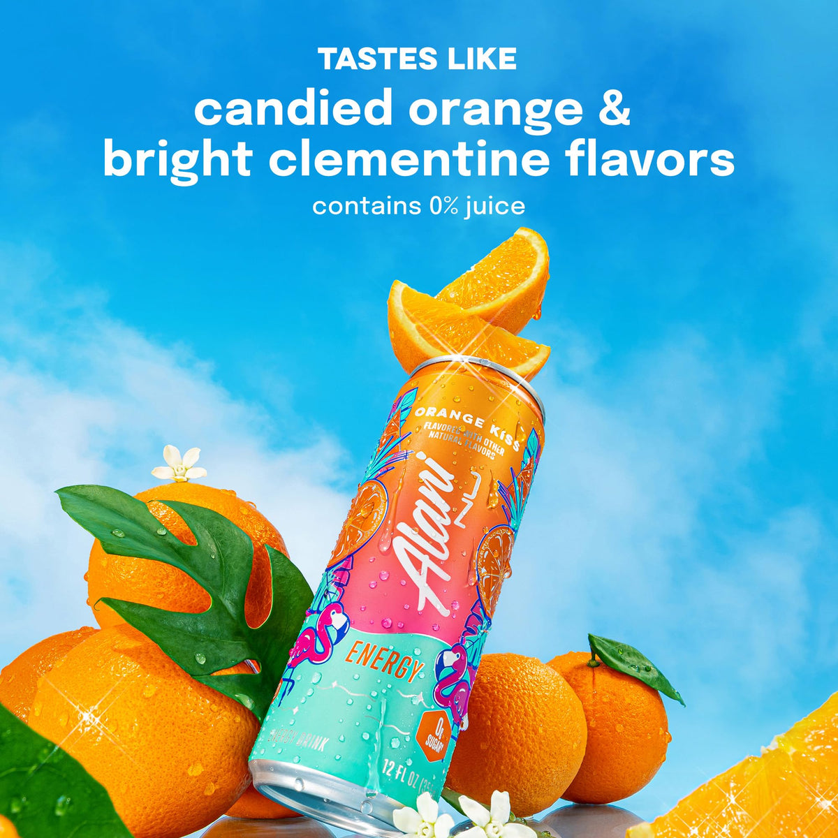 Alani Nu ORANGE KISS, Sugar Free, Low Calorie Energy Drinks, 200mg Caffeine, Biotin, B Vitamins, Zero Sugar, 10 Calories, 12 Fl Oz Cans, 12 Pack