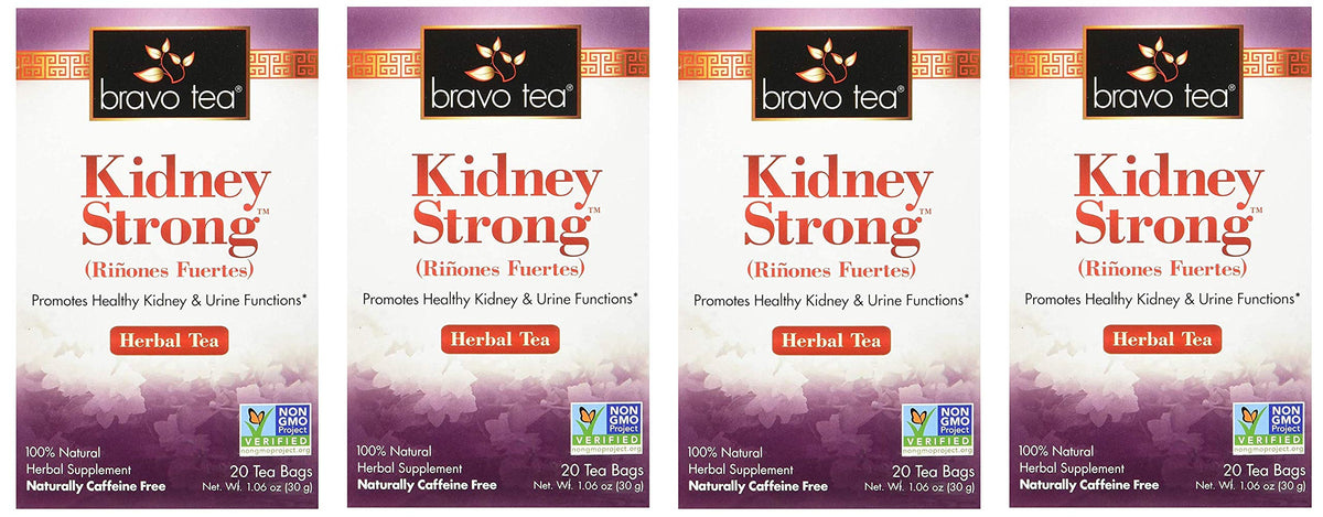Bravo Teas Kidney Strong Herbal Tea, Caffeine Free, 20 Tea Bags (Four Pack)
