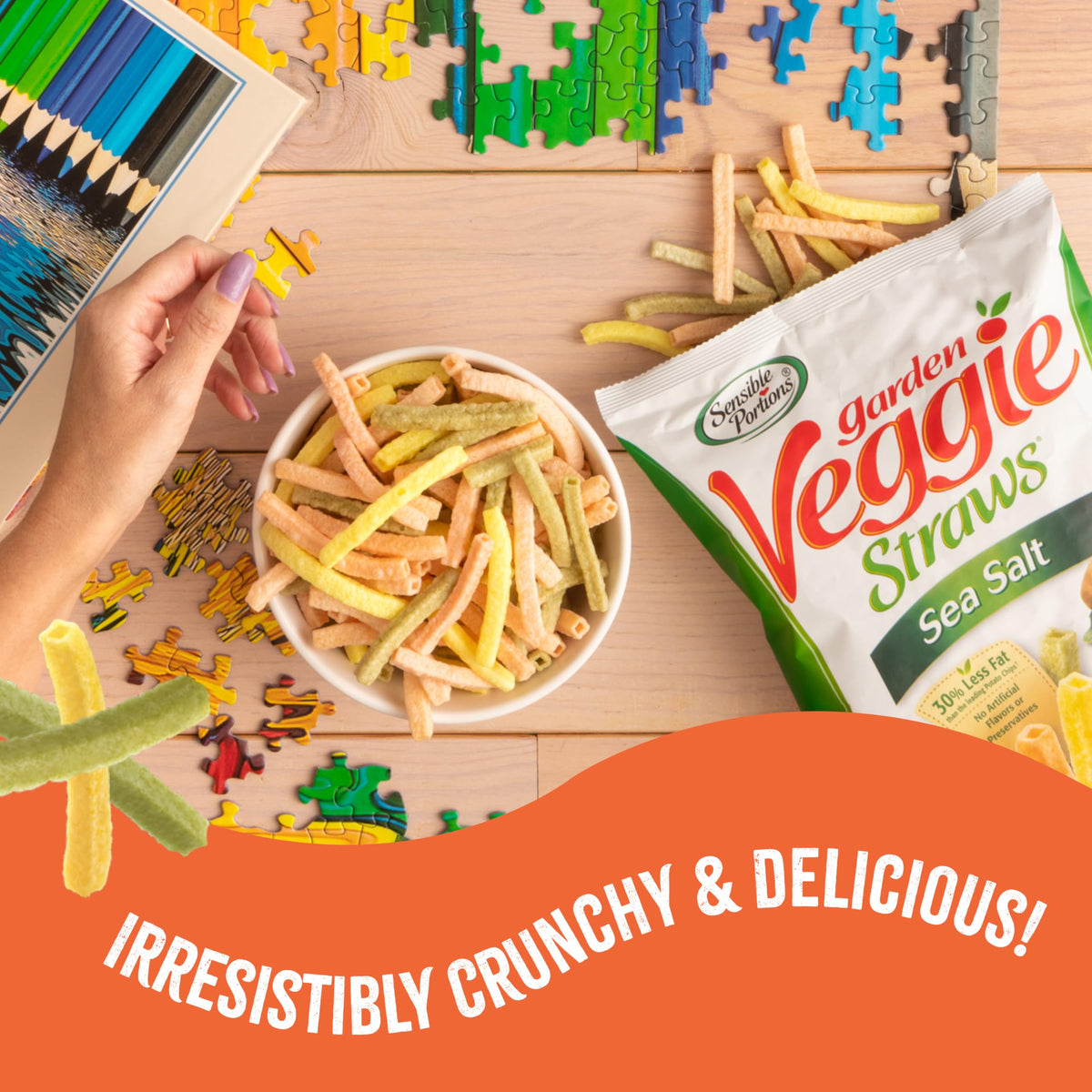 Sensible Portions Veggie Straws Multi-Pack, Sea Salt and Zesty Ranch Flavor, Gluten-Free Chips, Individual Snacks, 0.75 Ounce Bag, 10-Pack