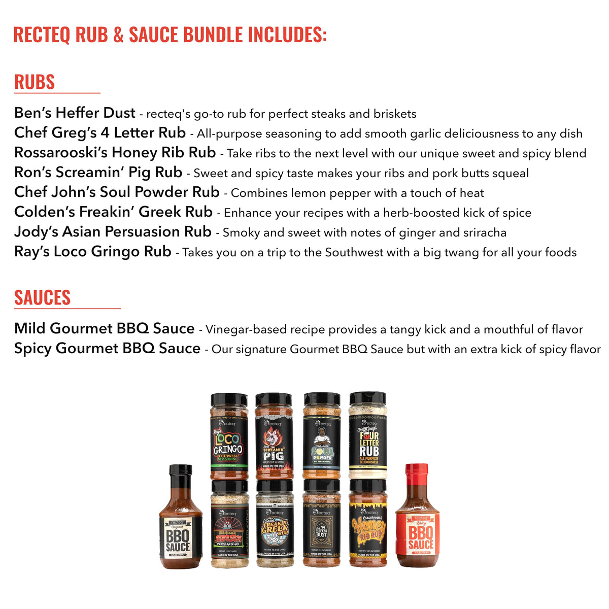 recteq Rub & Sauce Bundle (Boxed) | BBQ Rubs & Spices for Smoking and Grilling | Get All of Our BBQ Rubs & Sauces in a Box