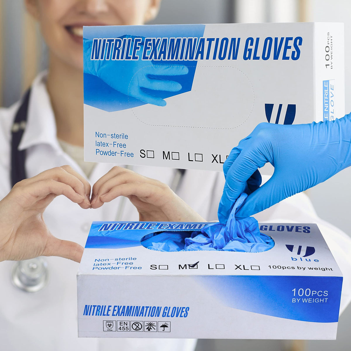 UBLUE 100 Nitrile Gloves, Disposable Gloves 4 MIL, Medical Examination, Non-Sterile, Powder Free, Latex Free Box of 100 Small, UW8284, Small 4mil