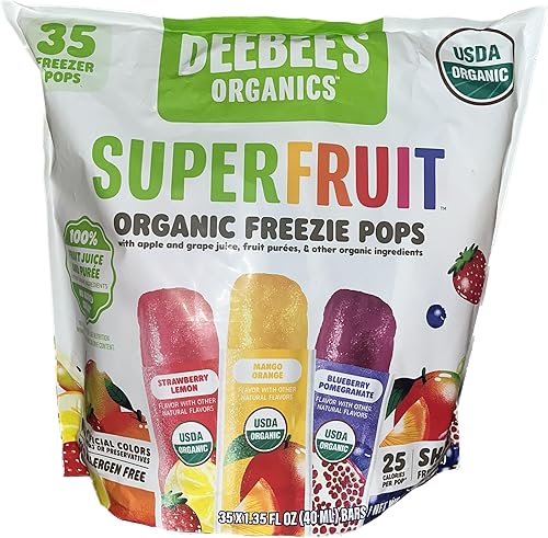 Deebee's Organics Superfruit Freezies, 1.35 Fl Oz, Pack of 35