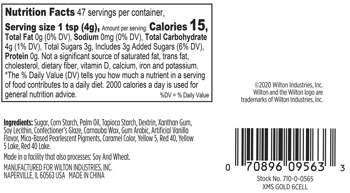 Wilton Sprinkle Mix, Gold/White, 6 Cell, Non Toxic