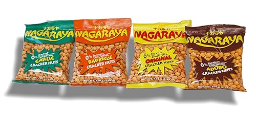 Nagaraya Cracker Nuts Assorted Bundle 4-Pack: Original, Barbecue, Garlic, Adobo