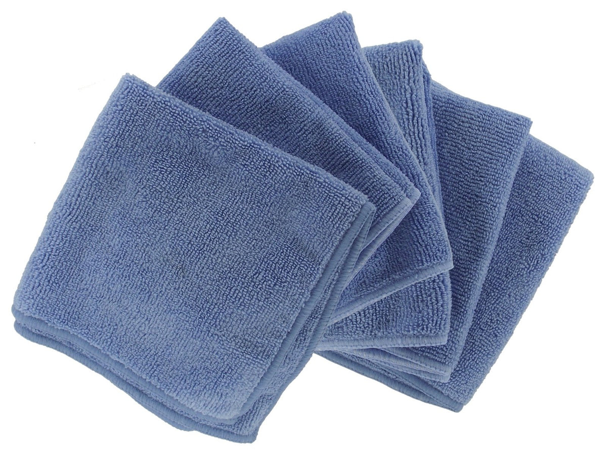Shaxon Ultra Absorbent Microfiber Cleaning Cloths, 6 Pack, Blue, 12 x 12 Inches