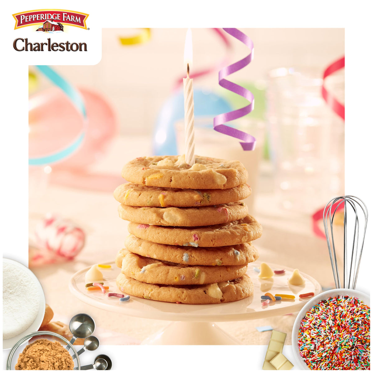 Pepperidge Farm Charleston Birthday Cake Cookies, 8 Soft Baked Cookies, 8.6 oz. Bag