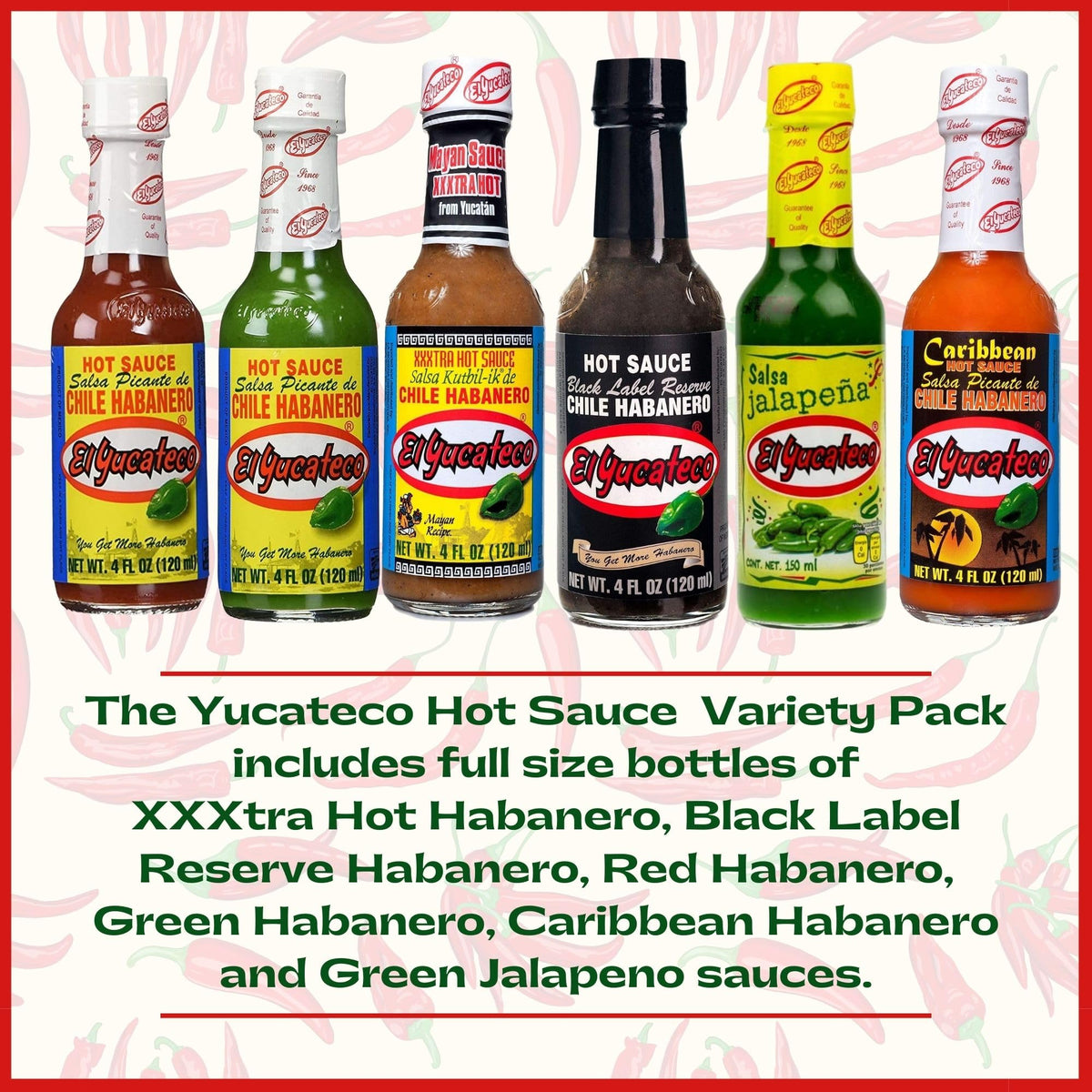 El Yucateco Hot Sauce Variety Pack - 6 Flavor