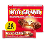 100 Grand Crispy Milk Chocolate with Caramel, Full Size Individually Wrapped Candy Bars, 1.5 oz each, Bulk 36 Count Box