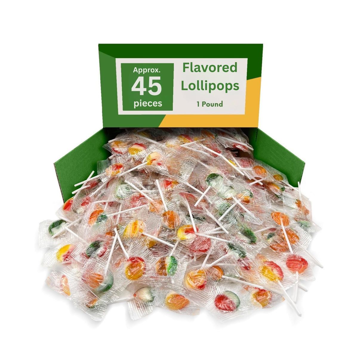Striped Fruit Flavored Lollipops - 1 lb Bulk Bag (Approx. 45 Pieces)