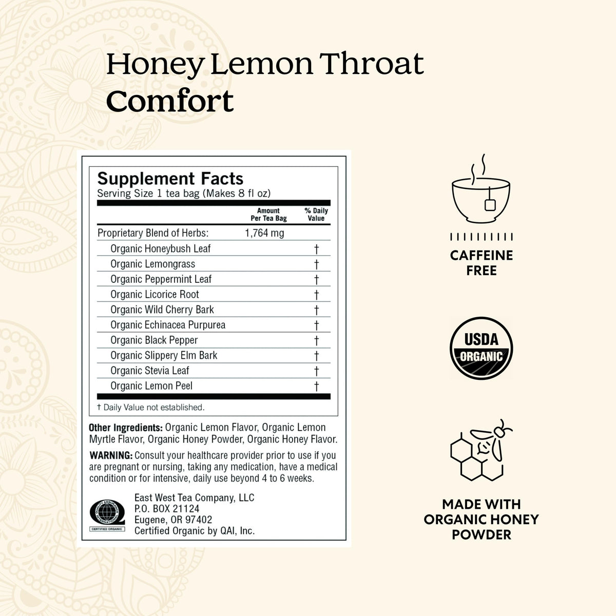 Yogi Tea Throat Comfort, Honey Lemon 16 ea
