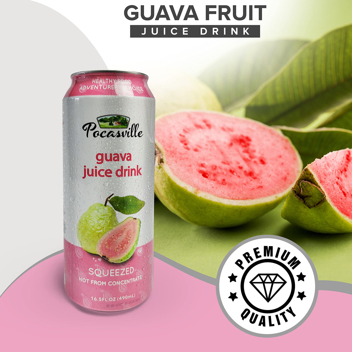 Pocasville Fruit Juices 16.5 Fluid Ounce (Pack of 12) (Guava)