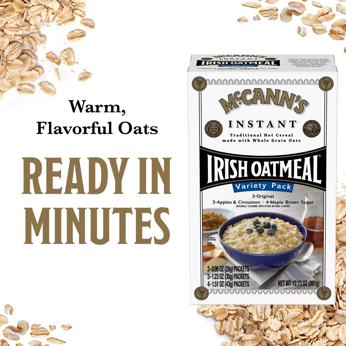 McCann's Instant Irish Oatmeal, Three Flavor Variety Pack, 10 Packets
