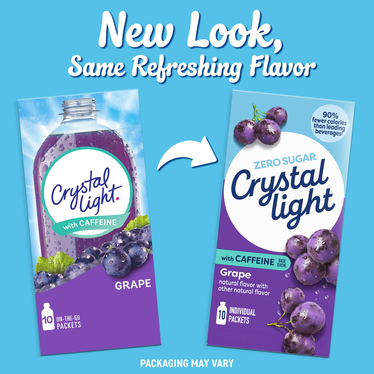 Crystal Light On The Go Energy Grape - Caffeine Energy Releasing, 10-Packet Boxes (Pack of 12)