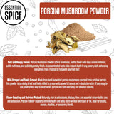 Essential Spice Organic Porcini Mushroom Powder - Bold Umami-Rich Flavor, Finely Ground - Ideal for Risottos, Sauces, Rubs, Soups & Gourmet Seasoning