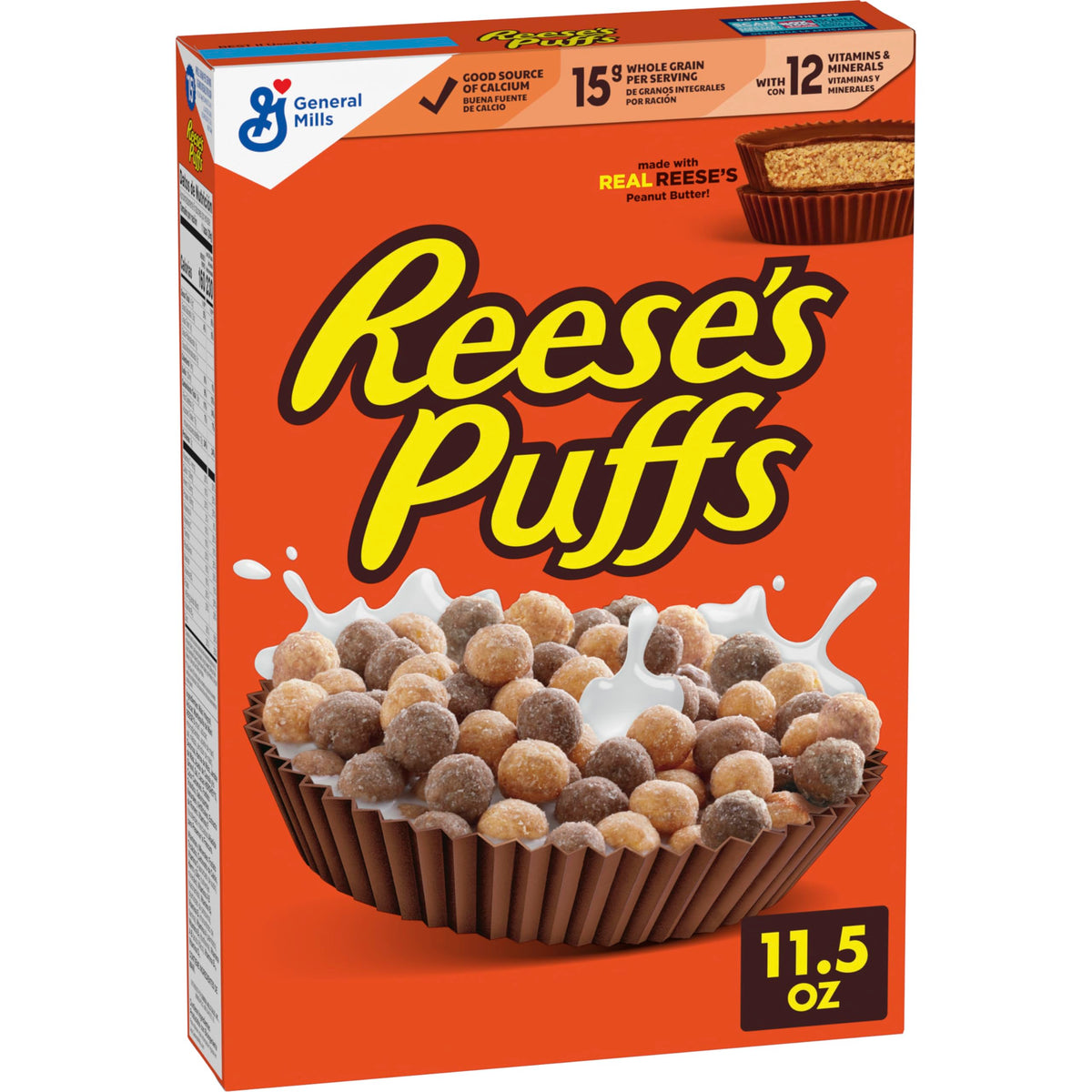 REESE'S PUFFS Breakfast Cereal, Chocolatey Peanut Butter Cereal, 11.5 oz