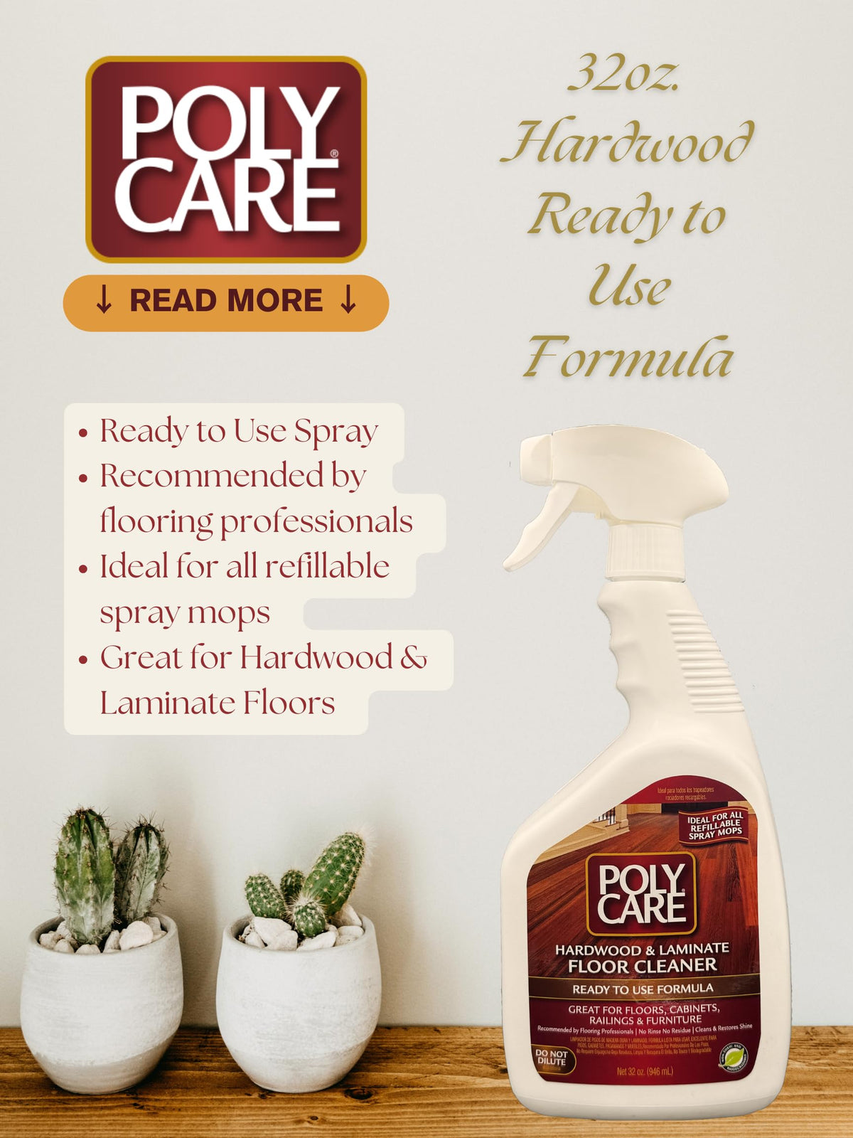 PolyCare Ready-to-Use Floor Cleaner, 32oz-1qt