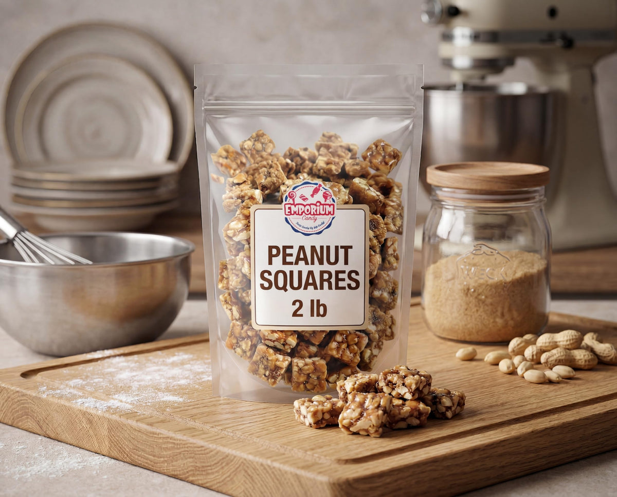 Peanut Squares - 2 lbs of Fresh Sweet Crunchy Delicious Roasted Bite Size Snack