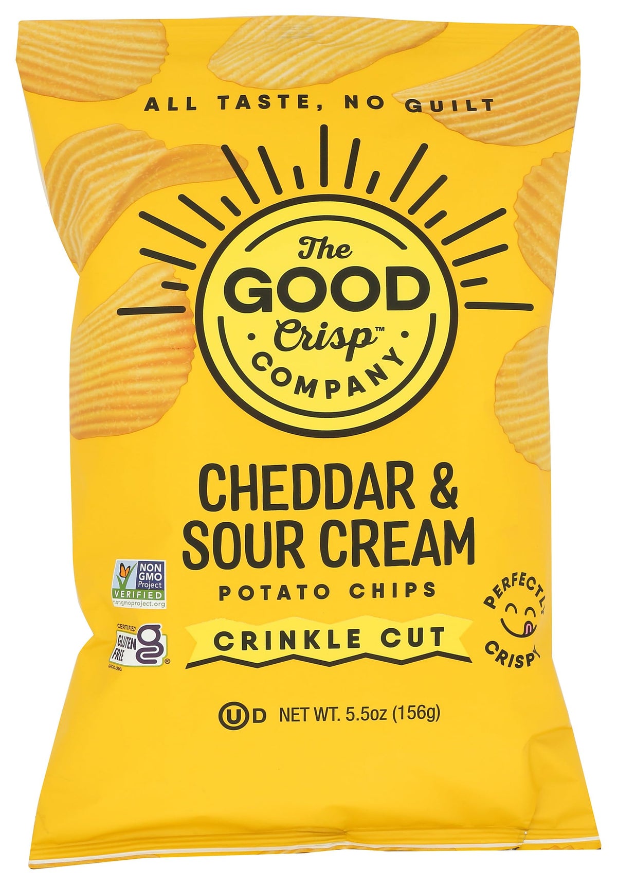 The Good Crisp Company, Chips Potato Crinkle Cut Sour Cream Cheddar, 5.5 Ounce