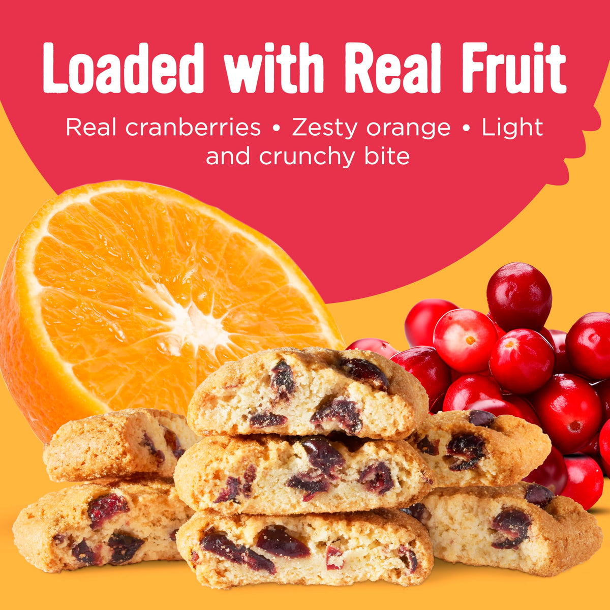 Cooper Street Twice-Baked Orange Cranberry Biscotti Cookies (16 oz) - Over 50 Biscotti per Bag Loaded with Real Fruit, Traditional Italian Snacks