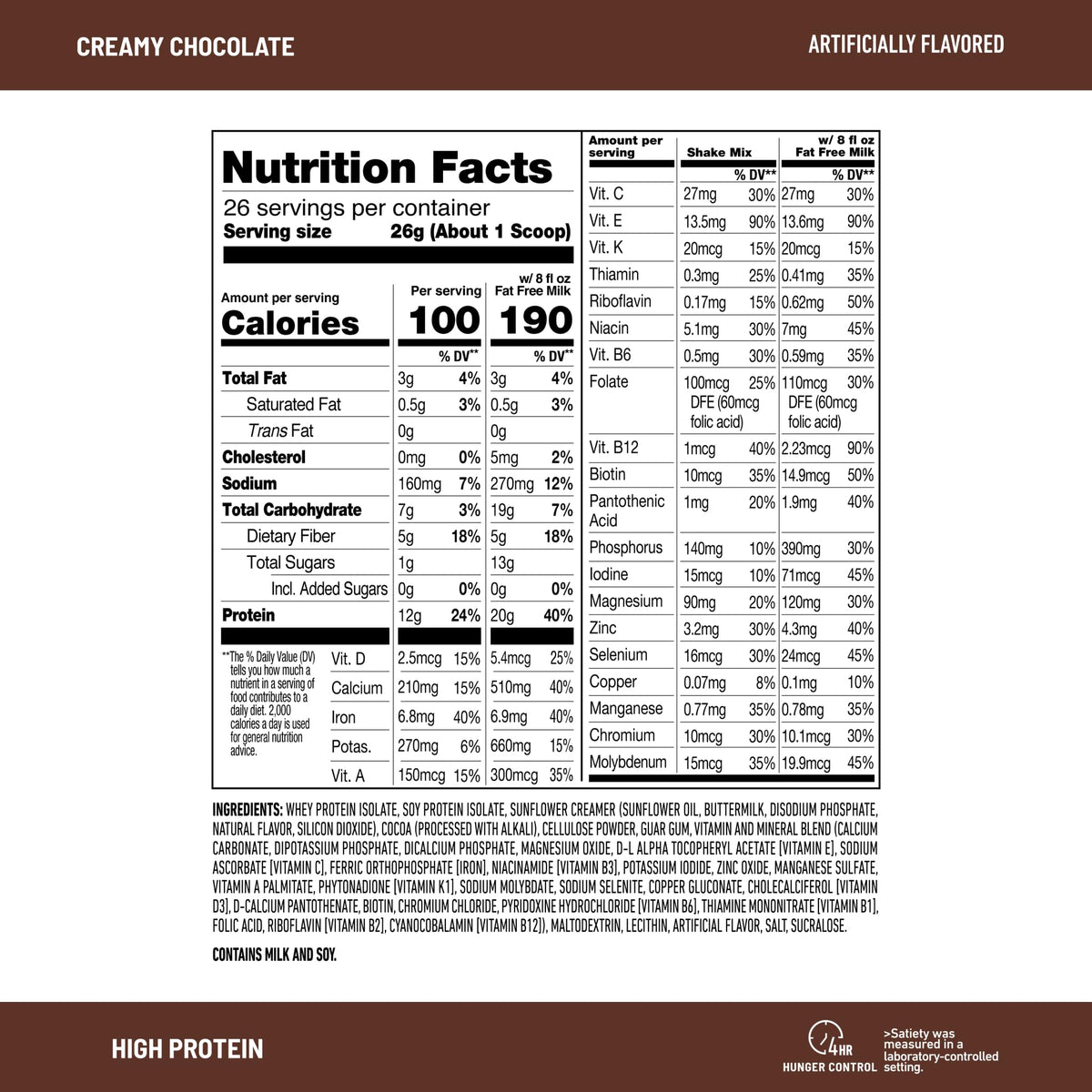 SlimFast High Protein Meal Replacement Powder, Advanced Nutrition Smoothie Mix with Vitamin and Mineral Blend, Gluten Free, Creamy Milk Chocolate, 26