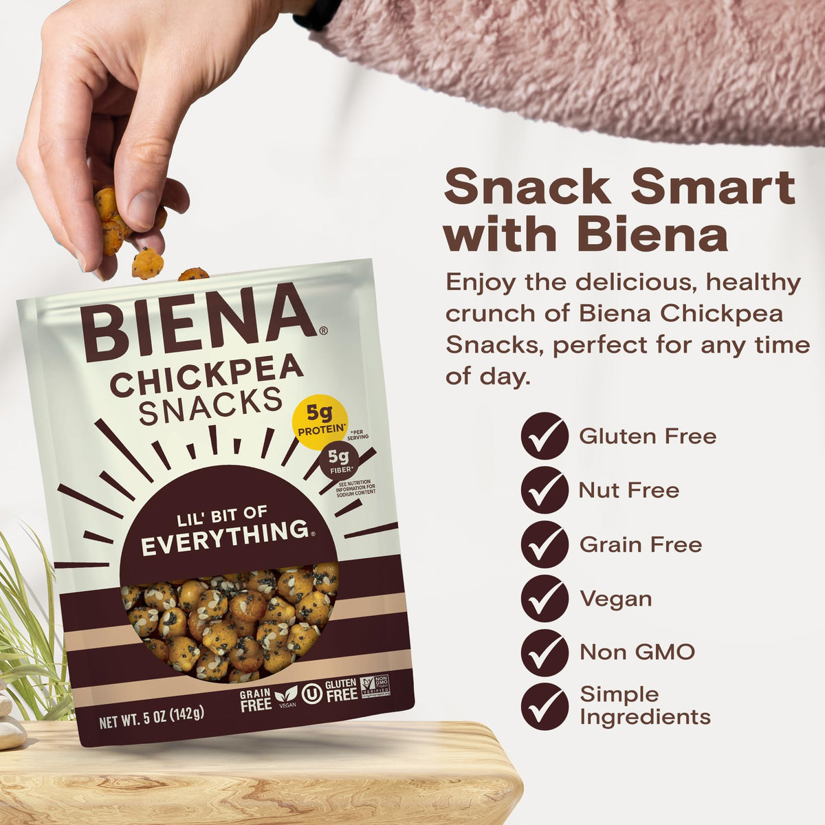 Biena Crispy Roasted Chickpea Snacks, Lil’ Bit of Everything, High Protein Snacks, High Fiber Snacks, Gluten Free, Plant-Based, Non-GMO, Healthy