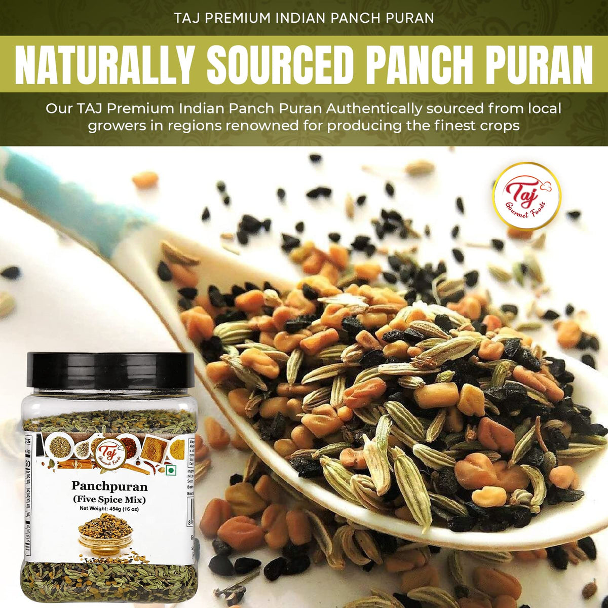 TAJ Premium Indian Panch Puran (5 Spice Blend), (3 Ounce)