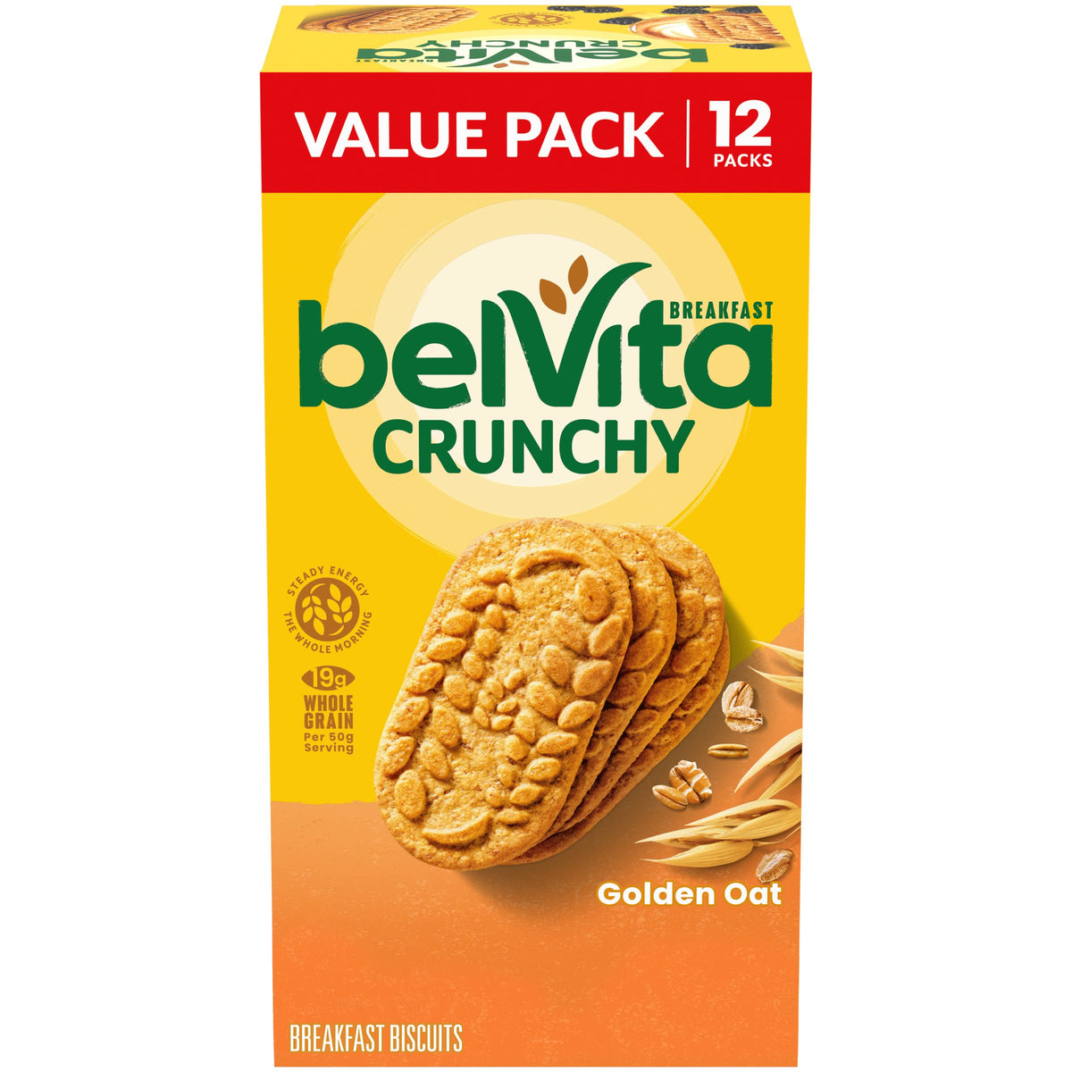 belVita Breakfast Bars Biscuits, Golden Oat, Value Pack, 12 Packs (4 Biscuits Per Pack)