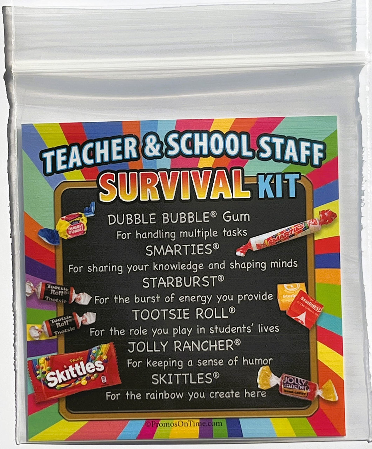 Teacher Appreciation & School Staff Survival Kits (100 per set) Fun Candy Treat Gift Kit Idea for Teacher Appreciation Week