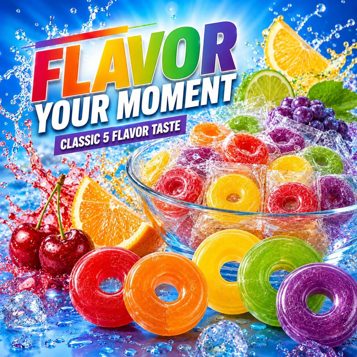 5 Flavors Hard Candy - Assorted Fruity Flavors