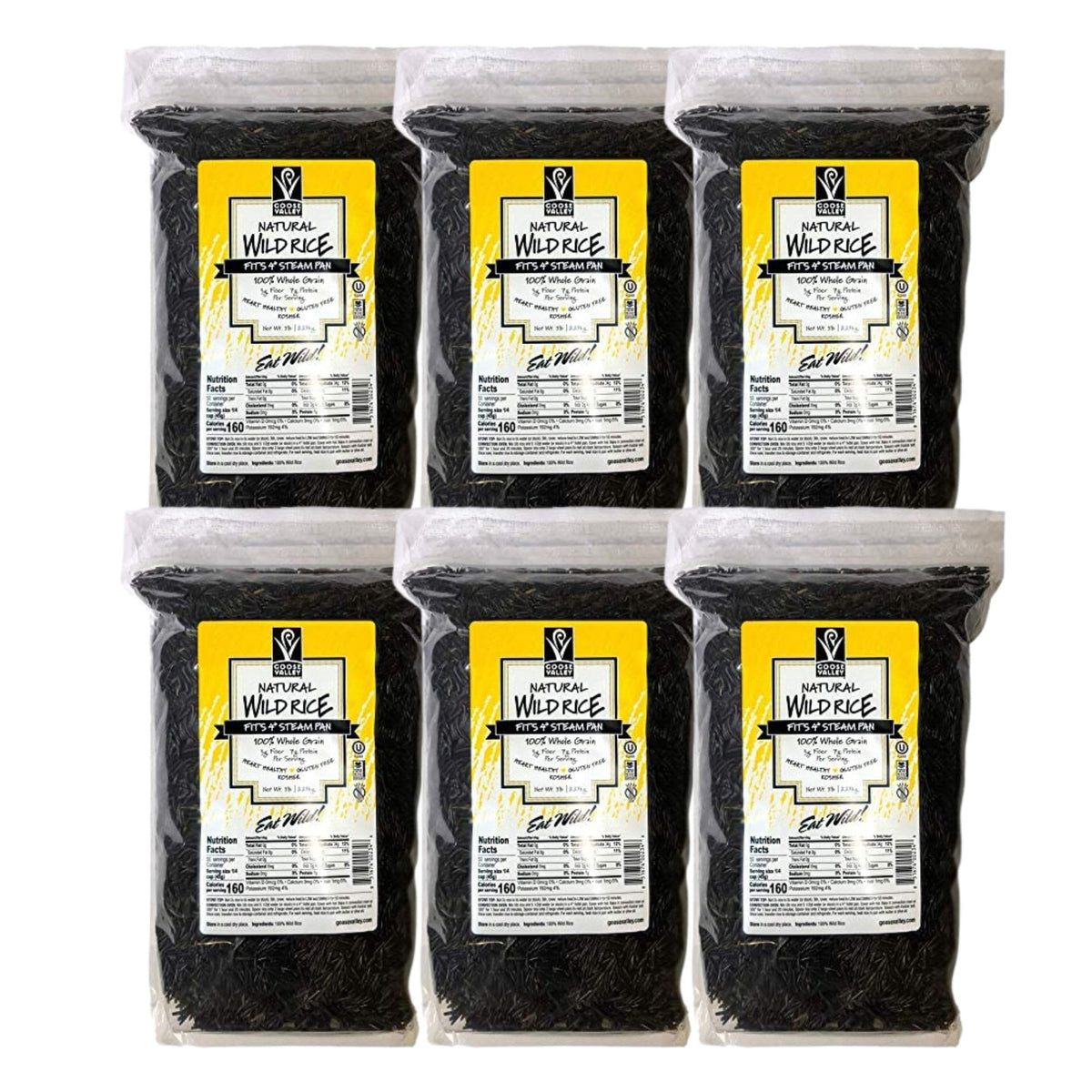 Goose Valley Natural Wild Rice - Family Reserve 5 lbs (Pack of 6) - Variety of Jumbo High Fiber and High Protein Whole Grain Rice for Healthy Heart