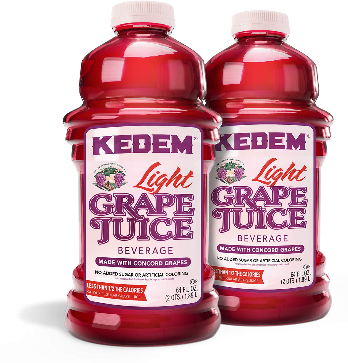 Kedem Light Concord Grape Juice, 64oz (2 Pack) 2/3 Less Calories Than Regular Kedem Grape Juice