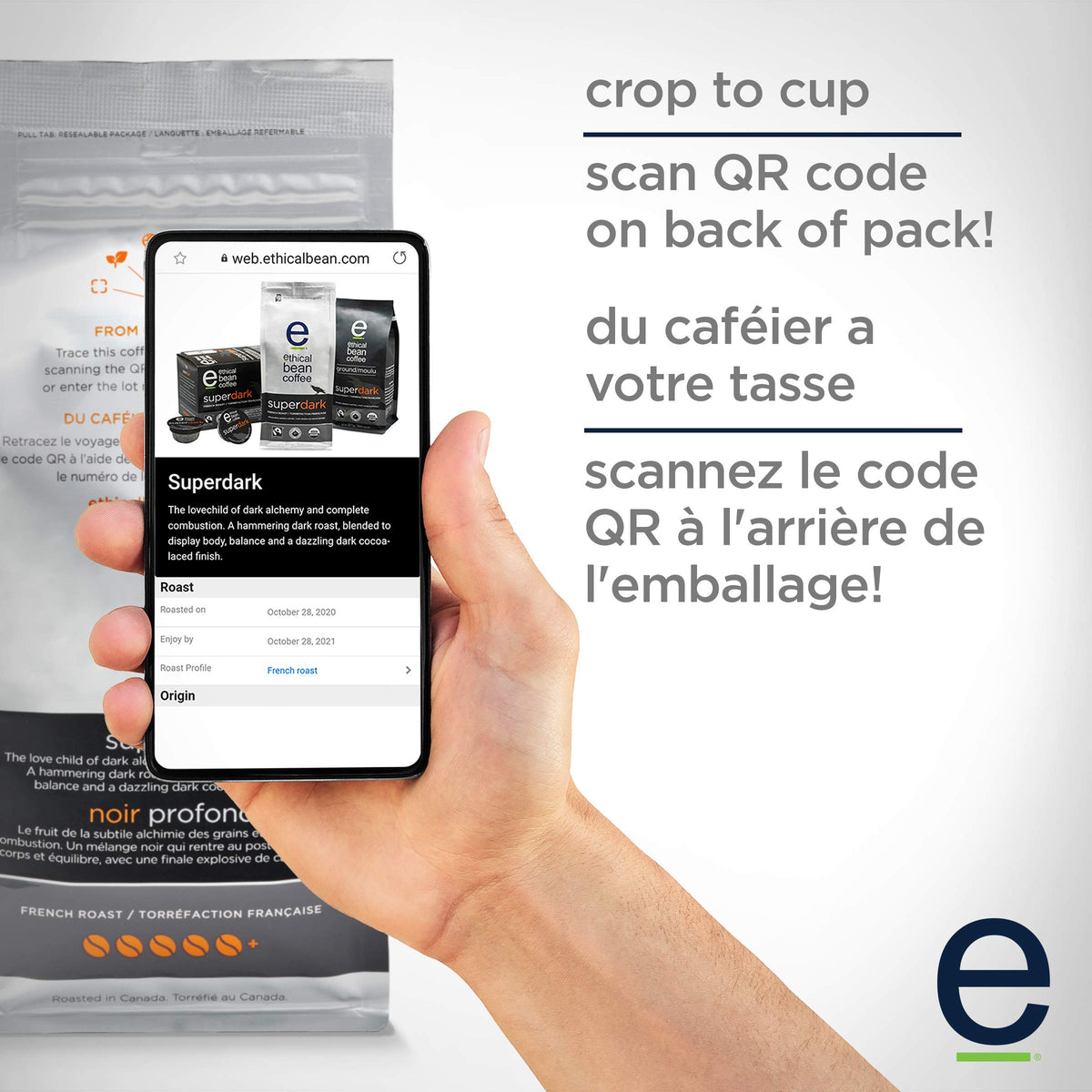 ETHICAL BEAN COFFEE Coffee Pods French Roast Superdark, 132 GR
