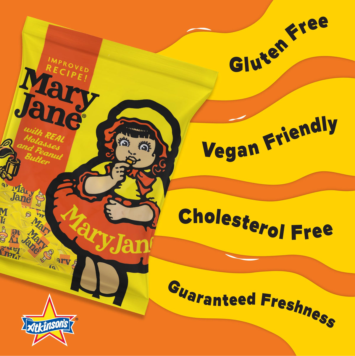 Atkinson's Mary Jane Molasses Peanut Butter Candy Taffy, 1 lb Candy Bag