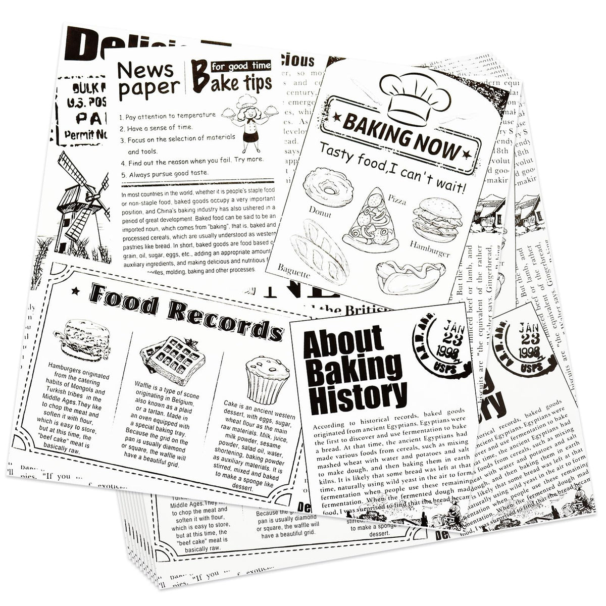 Premium Deli Paper 10"x10"- 200 Pk - Sandwich Wrapping Greaseproof Paper Sheets, Bread/Rolls Deli Paper Liners, Baskets Lining Wrappers for Fish