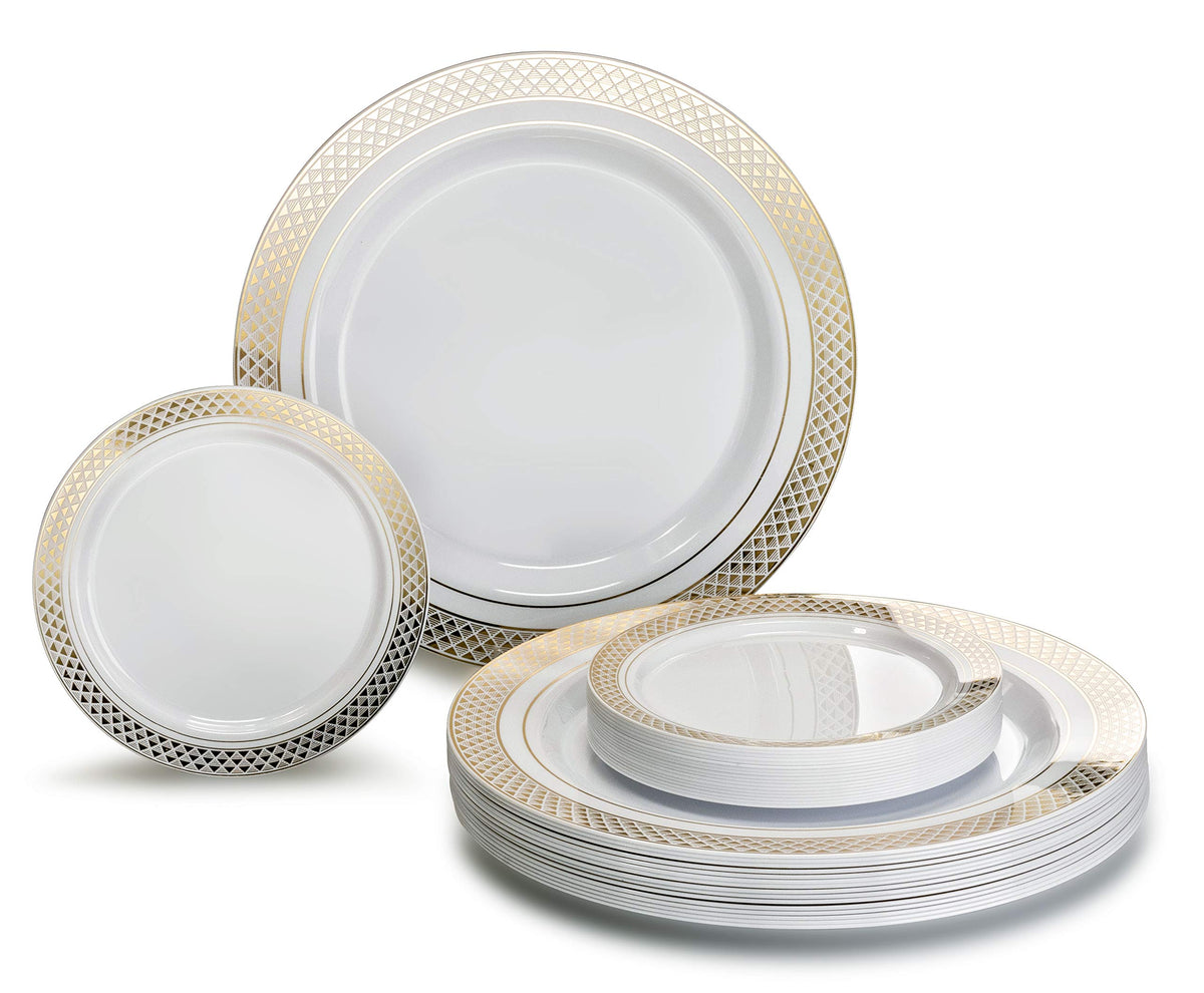 " OCCASIONS " 120 Plates Pack, Heavyweight Premium Disposable Plastic Plates Set 60 x 10.5'' Dinner + 60 x 6.25'' Dessert/Cake Plates (Celebration