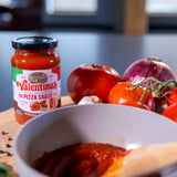 Valentino's Authentic Pizza Sauce 14 oz Glass Jar, Rich Tomato Base with Herbs and Spices, Smooth Pizzeria Style Flavor, Versatile for Pizza, Pasta