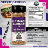 Pit Boss Ultimate Burger Premium BBQ Barbecue Mixed Seasoning Spice & Rub 4 pk Choice Bundle (22 oz) + Guide & Keychain Bottle Opener (6 Items)!