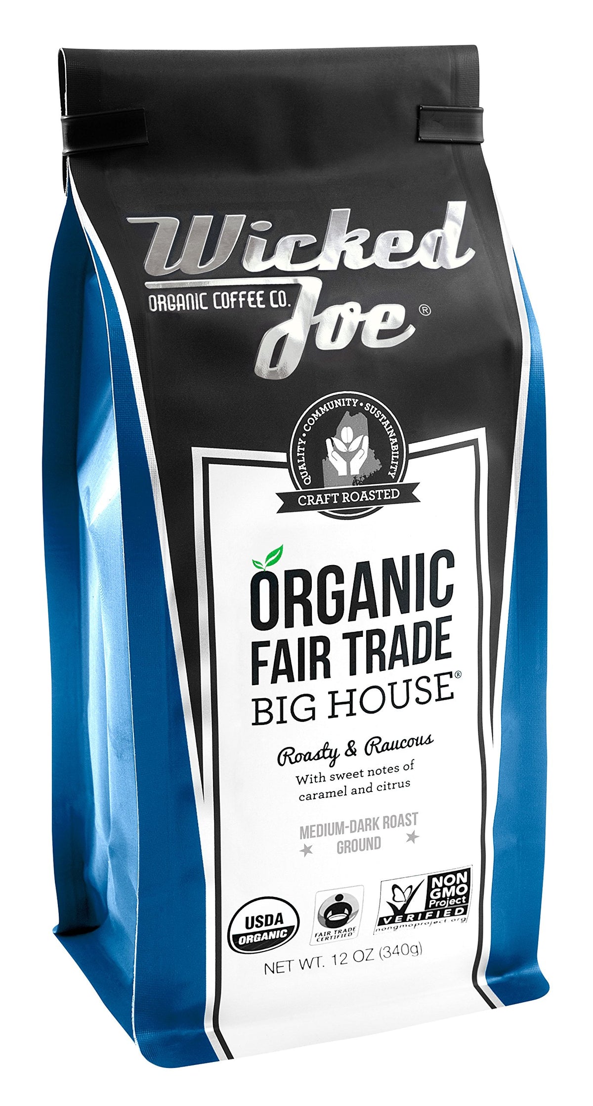 Wicked Joe Coffee Big House Ground, 12 oz, Blue