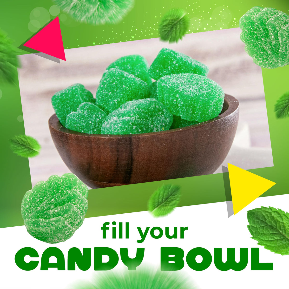 Spearmint Leaves Jelly Candy, Refreshing Slices (2 Pound Bag)